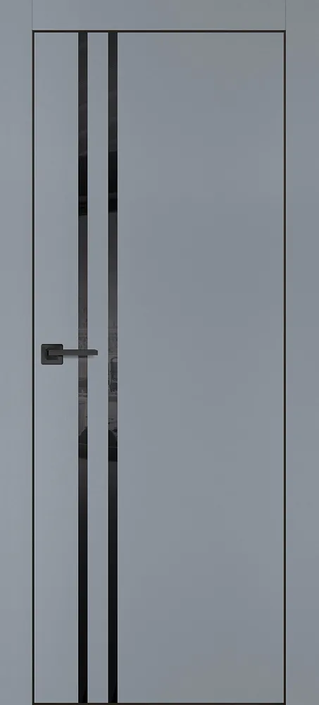 Фото Межкомнатная дверь PX-11  черная кромка с 4-х ст. Серый матовый